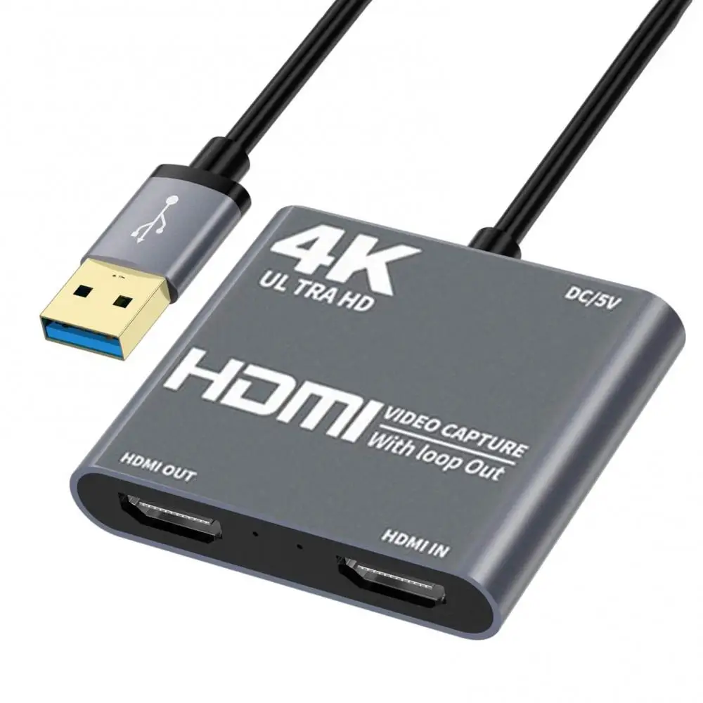 HDMI-compatible 1080P Capture Card USB 3.0 Adapter 4K to Video Audio Loop Out High Clarity 1080p60 Adapter