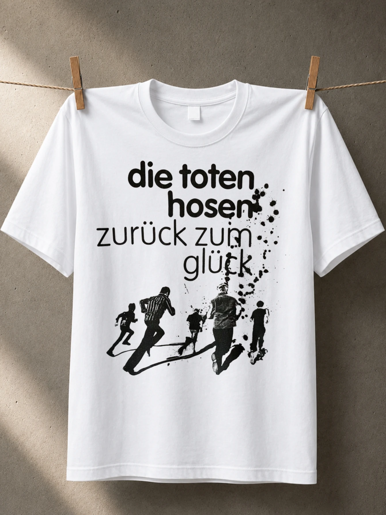 Die Toten Hosen Zuruck Zum Gluck  runner silhouettes splatter trail and bold German music text  Unisex All T-Shirt