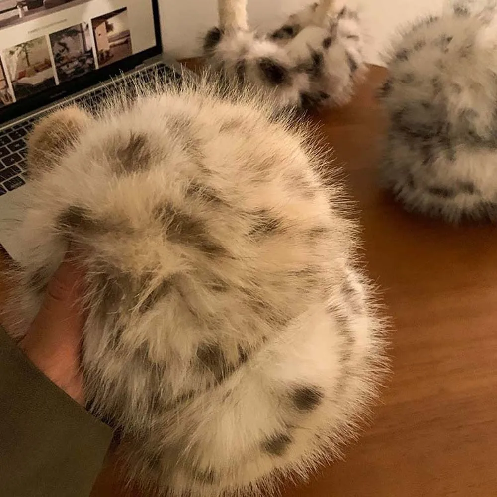 العصرية يندبروف ليوبارد طباعة غطاء للأذنين الكورية نمط طوي غطاء للأذن لينة البوليستر الشتاء رشاقته إيرفلاب التزلج