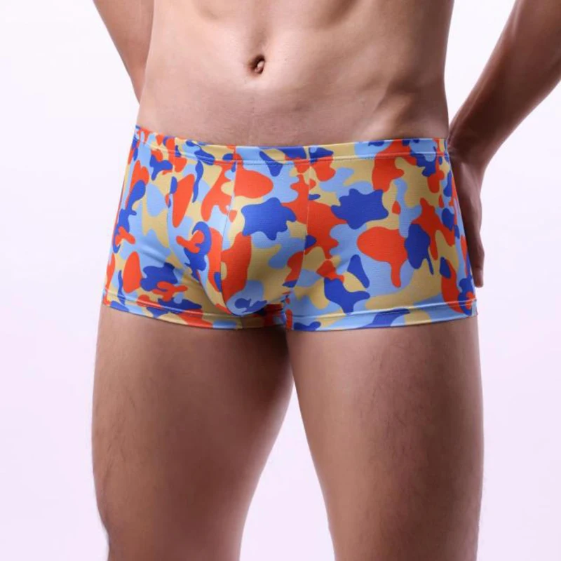 Tarnmuster Herren-Unterwäsche Boxershorts Mittlere Taillenhöhe Sexy Boxershorts Atmungsaktive U-Bulge Pouch Unterhosen Männer-Slips Cuecas