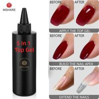 MSHARE 250g/500g Top Coat Gel No Wipe 5 In 1 Rhinestone Glue 3D Modeling Extend Nail Refill Salon Quality
