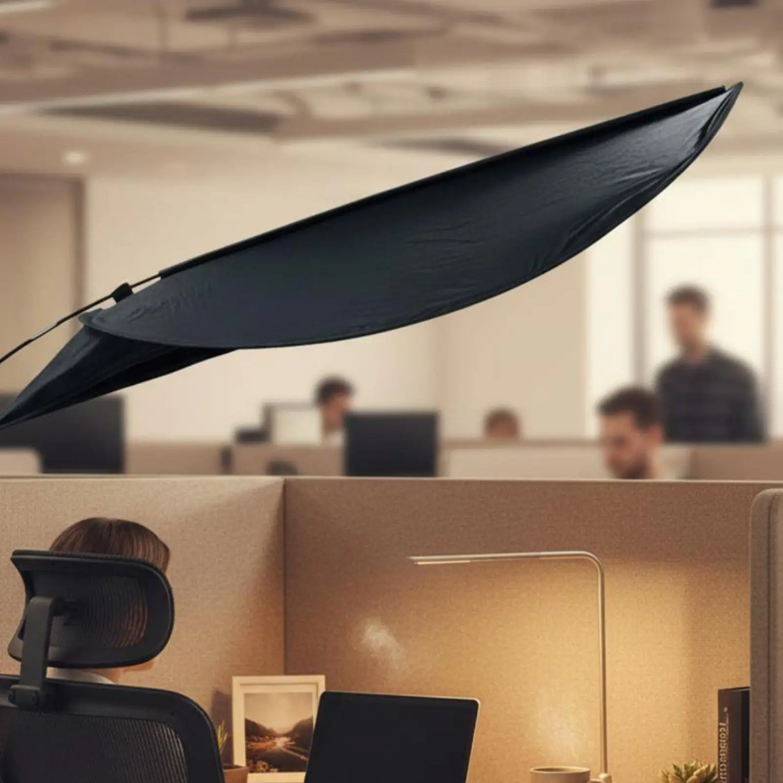 Office Desk Privacy Canopy Cubicle Shade Blocking Adjustable Height Black Mesh Canopy for Concentration And Focus