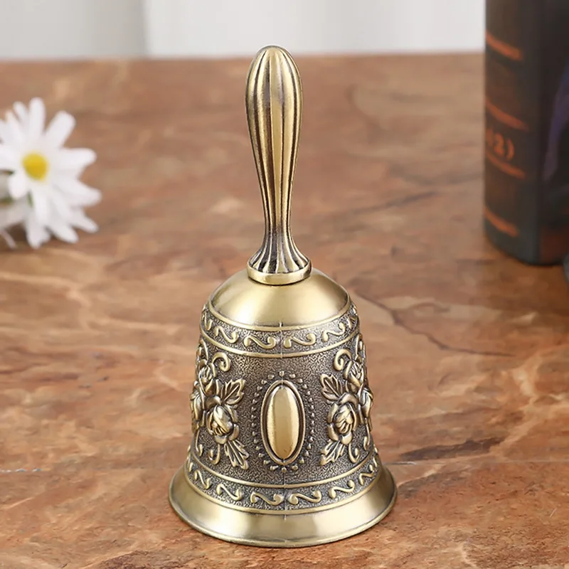 Nordic Retro Service Bell, Hand Bell for Restaurant Bar, Fashionable Home Decor Tabletop Call Bell with Ringer