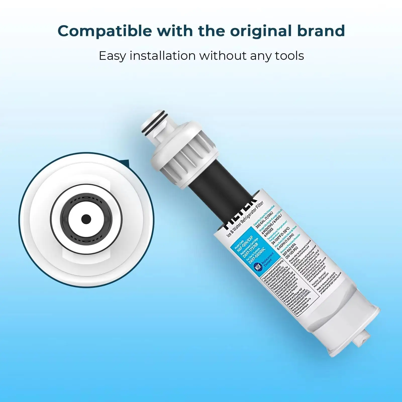Replacement for Samsung DA97-17376B Water Filter – NSF Certified Inline Refrigerator Replacement – Removes Chlorine, Lead & Odor – 6 Months / 300 Gal – Leak-Proof