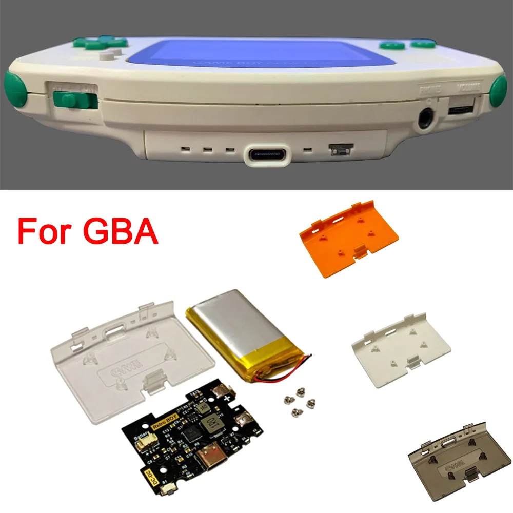 

Rechargeable Lithium Battery Module with Type-C Charging Port Battery Cover For Game Boy Advance For GBA Retro BOY