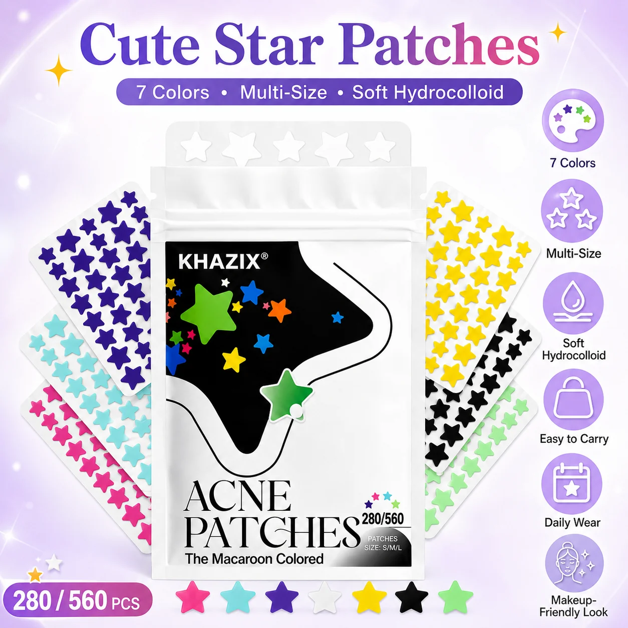 Star Pimple Patches For Face Hydrocolloid, Absorbing Cover, Tea Tree, Hydrocolloid Acne Patch, Cute Star Pimple
