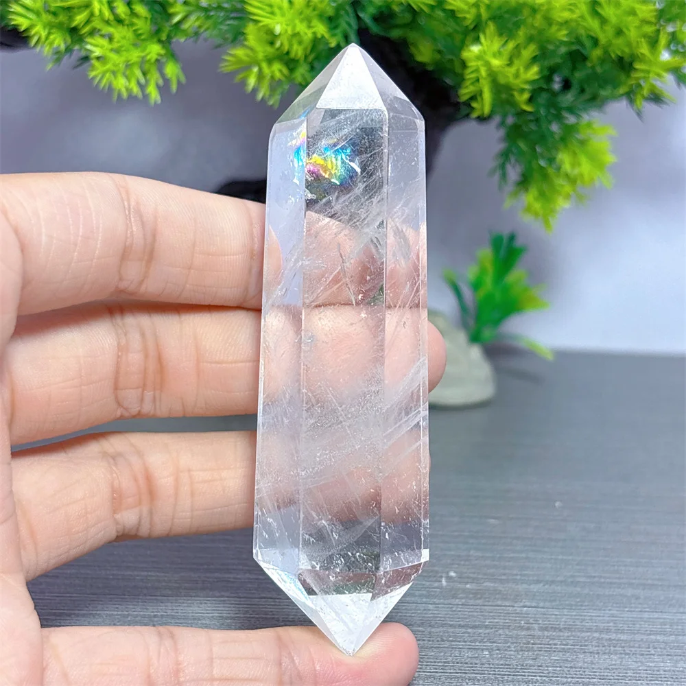 White Quartz Double-Terminated Tower Natural Crystal Home Decoration Room Decor Luck Quartz Stone Garden Healing Energy Love Gif