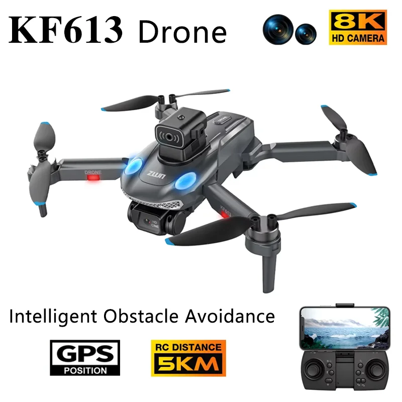 New KF613 Drone  8K Professional HD With Camera GPS Obstacle Avoidance FPV Quadcopter Brushless Motor 5G WIFI Rc Flight Boy Toys