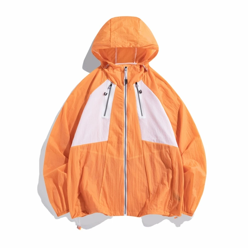 

Oversize Uv Protection Summer Jacket Sun Protection Coat Unisex Light&Thin Hooded Zipper Outdoor Windbreaker Skin Clothing