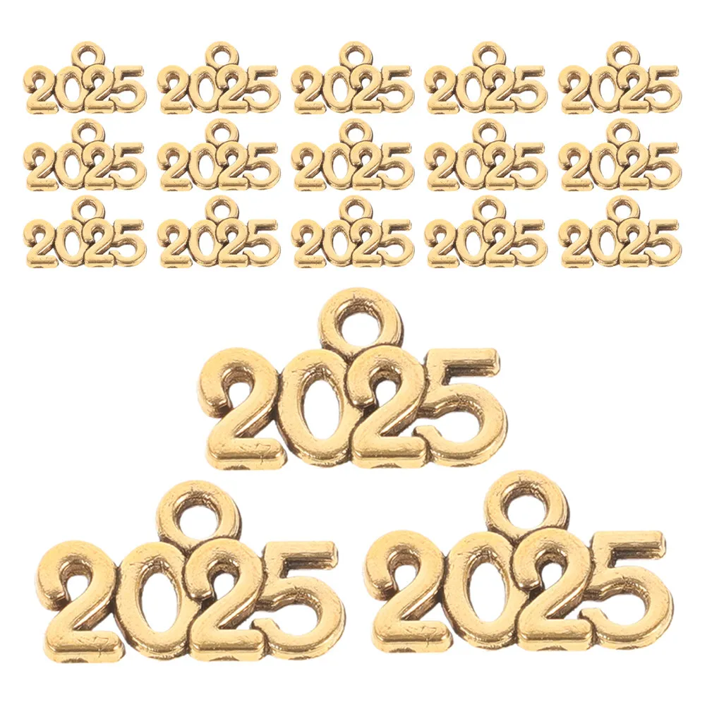 50Pcs Zinc Alloy Number Charms 2025 New Year Jewelry Making Supplies for DIY Bracelets Necklaces Pendants Charm Necklace Charms