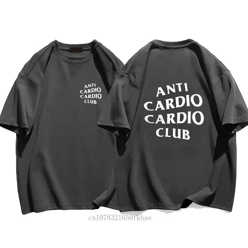 Men Clothes Plus Size Anti Cardio Club Cotton T-shirt Gym Life Letter Print T-Shirt  for Women Oversize Summer High Quality