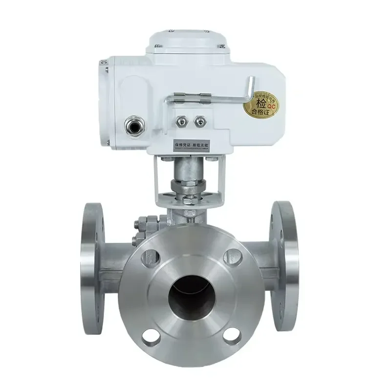 ANSI Class#150 #300 T-Port L-Port Electric Actuator Motorized Flanged 3 Way Stainless Steel Ball Valve