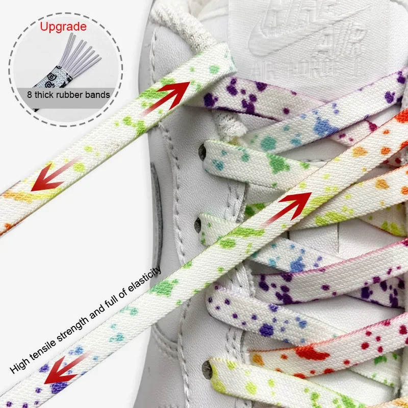 Neue, mit Tintenstrahl-Druck versehene Schnürsenkel, die man nicht binden muss, für Sneaker, flache, elastische Schnürsenkel, ideal zum Wandern, Laufen, für Freizeitaktivitäten im Freien und als Schuhband. – Detail 10
