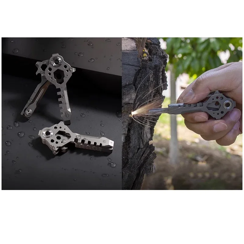 TC4 Titanium Alloy Multifunctional Key Tool Outdoor Portable EDC Cutting Tools Bottle Opener Pendant Buckle