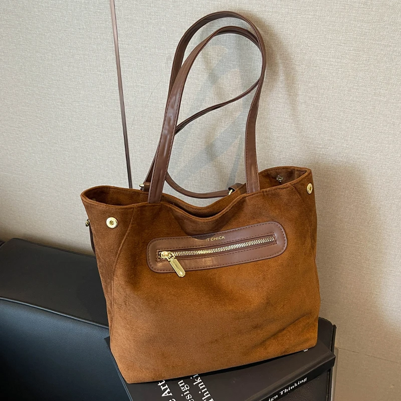 

Beige Bag For Women Autumn Winter Handbag Large Capacity Shopping Bag Versatile Backbag Korean Style College Book Shoulder Bag