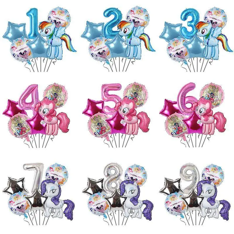 

Cartoon Cute My Little Pony Decorative Balloon with Aluminum Film Design Kawaii Anime Birthday Background Decoration Supplies