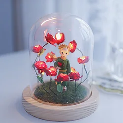 Luz de noche rosa del Principito, materiales de bricolaje hechos a mano, decoración del hogar, lámpara de ambiente, amantes, regalo del Día de San Valentín, cumpleaños