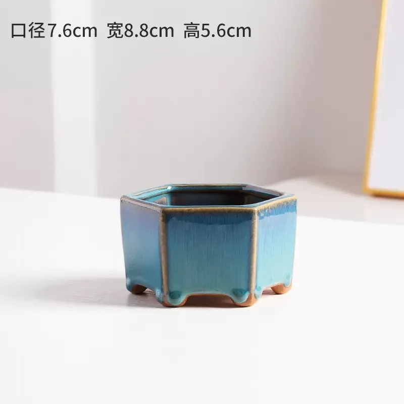 Uniformly Glazed Ceramic Flower Pots, Succulent Green Plants, Household Small Flower Pots, Miniature Square Flower Pots