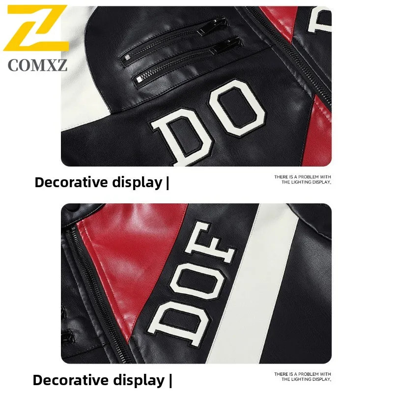 سترة واقية كلاسيكية للرجال بقصة ضيقة من جلد البولي يوريثان معطف دراجة نارية على الطراز الأمريكي مقاوم للماء ومقاوم للرياح ملابس خروج كلاسيكية ملابس الخريف #5