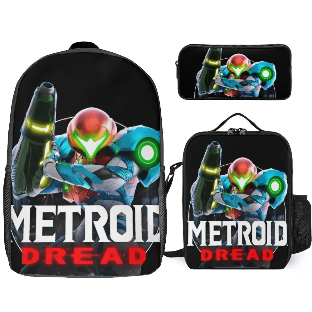 Dread Maetrod Game Gamer Art Classic T Durable Cosy Lunch Tote 3 in 1 Set 17 Inch Backpack Lunch Bag Pen Bag Travel Graphic Vint