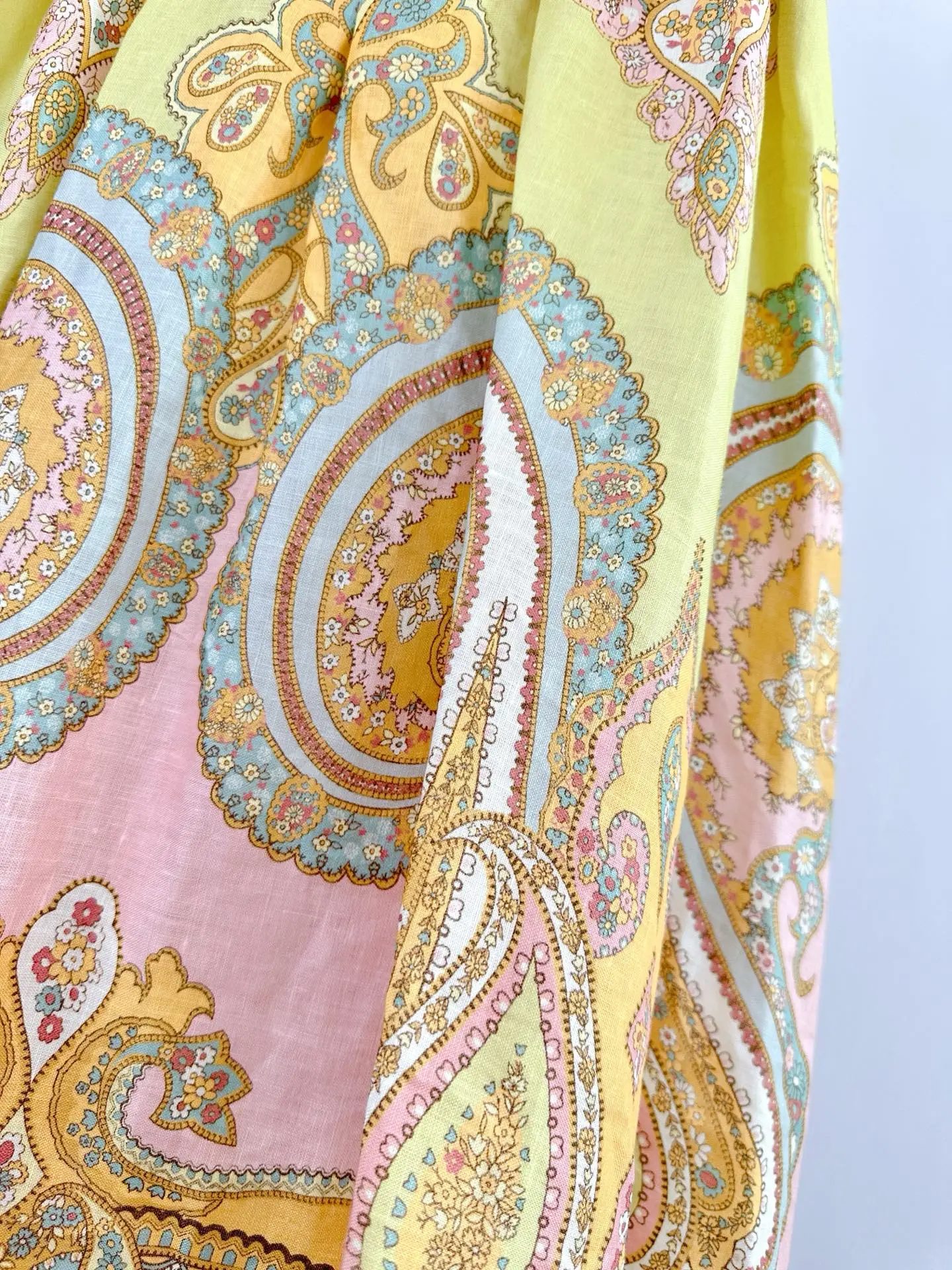 فستان متوسط الطول من الكتان مطبوع للنساء ، حزام سباغيتي ، جودة عالية ، مصمم مدرج ، صيفي