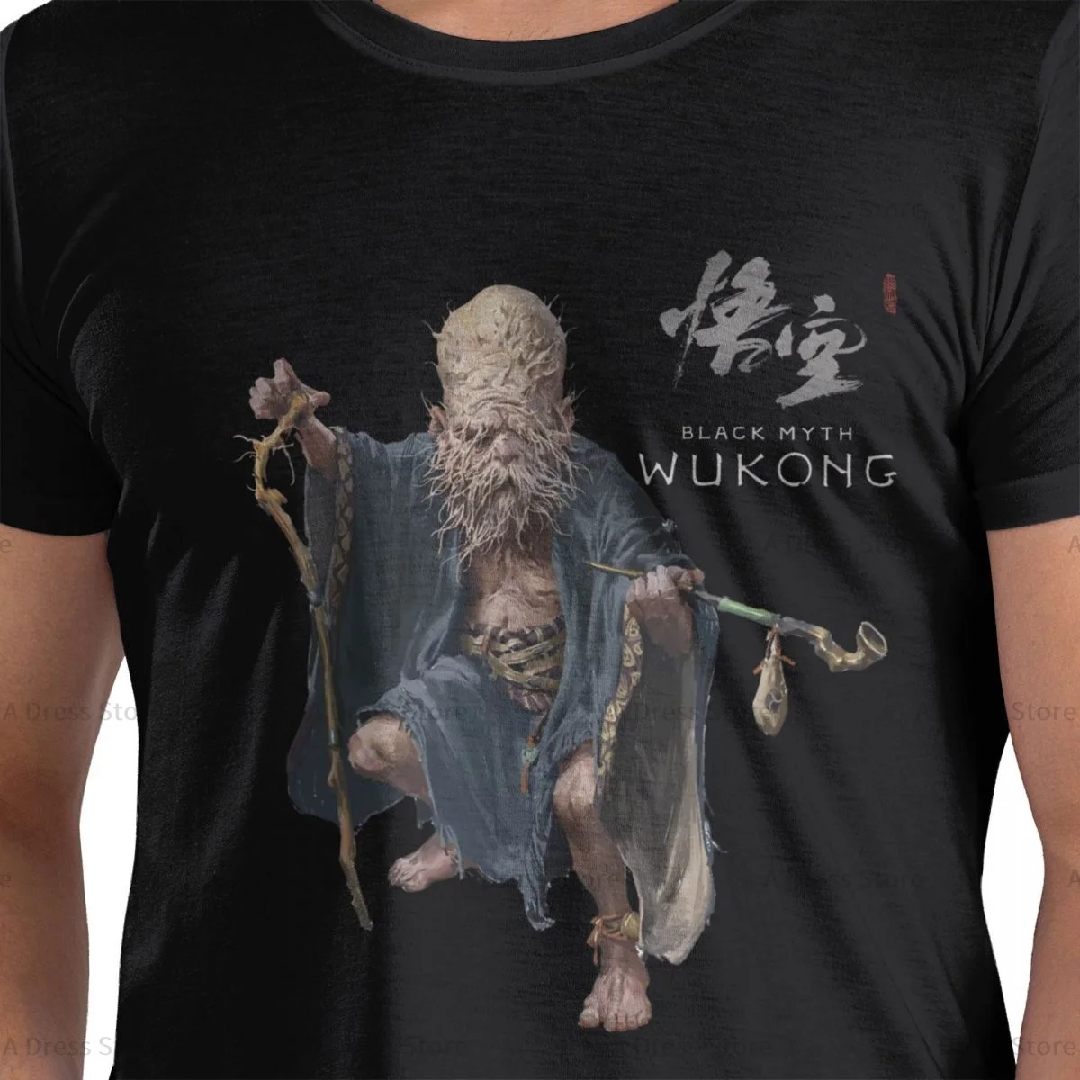 Black Myth Wukong Men's round neck Oversized T-shirt,Men's summer Vintage Casual Cotton Tee Shirt Gift