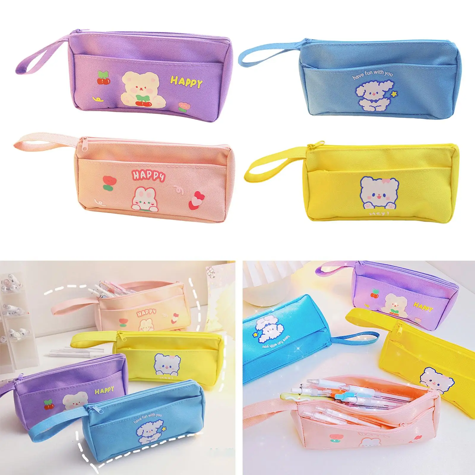 Zipper Pencil Case Pen Marker Holder Makeup Cosmetic Bags for Students Teens