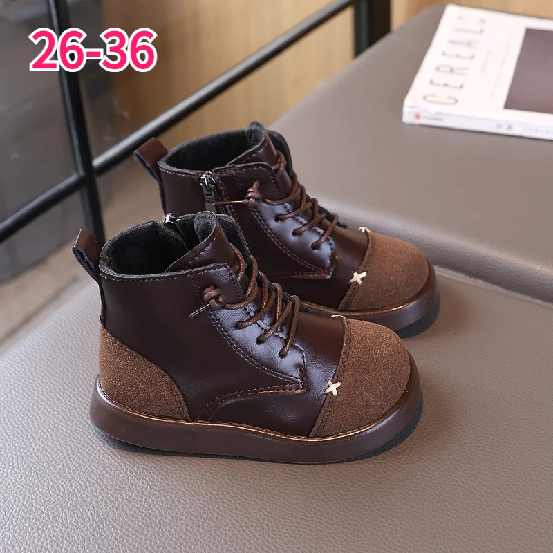 Children's Fleece Lined Ankle Boots Unisex Baby Motorcycle Boots Rubber Outsole Lining Infant Crib Boys Girls Shoes Kids Boots