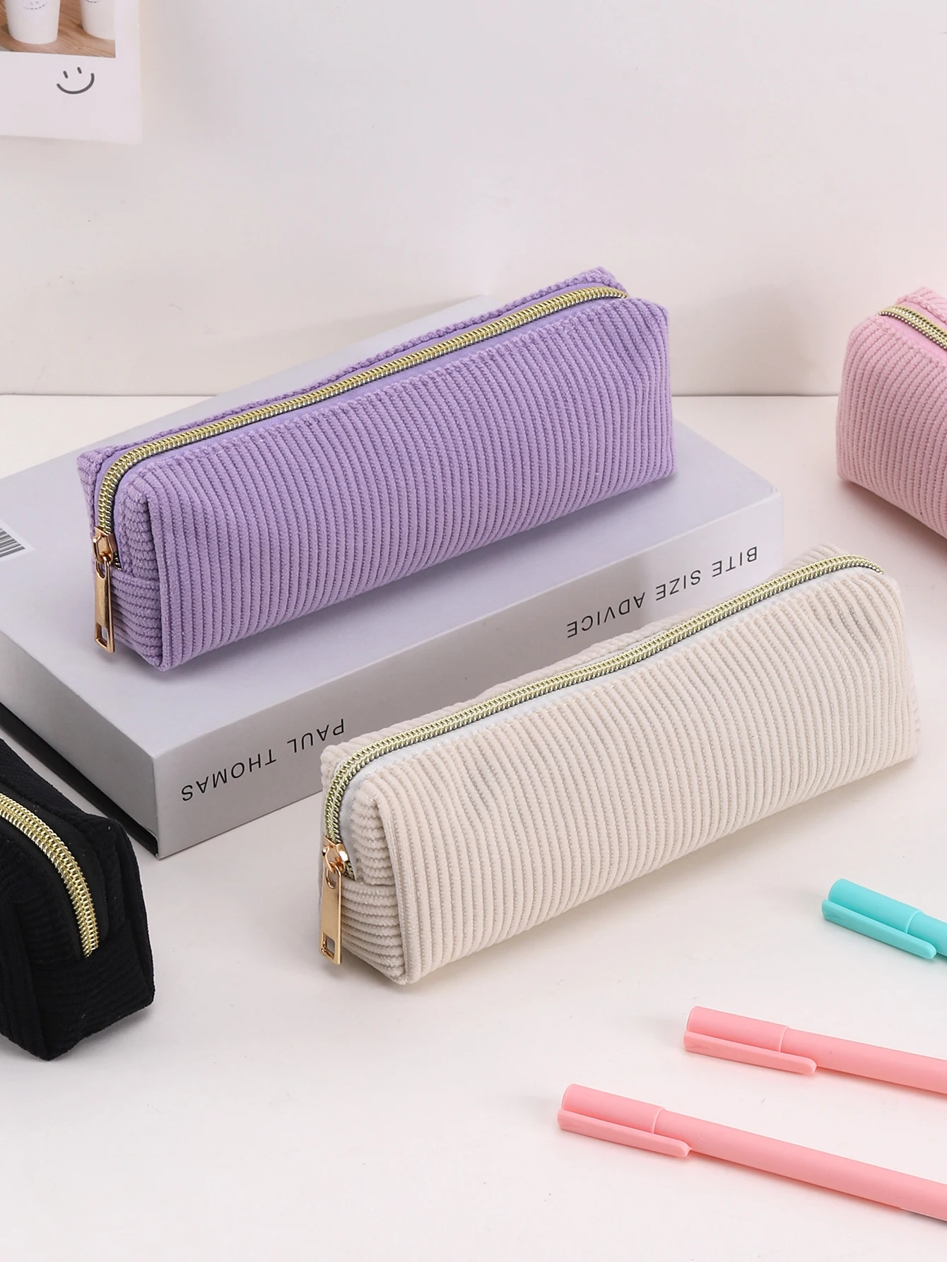 Heat Transfer Custom Name Corduroy Pencil Bag,Corduroy Pencil Case,Sweet Custom Gift for Back to School and Student Birthday