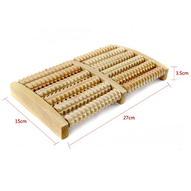 6 Rows Newly Dual Wooden Foot Massager Roller Relieves Plantar Fasciitis Heel Arch Pain Stress Relief Foot Massager Care Tool