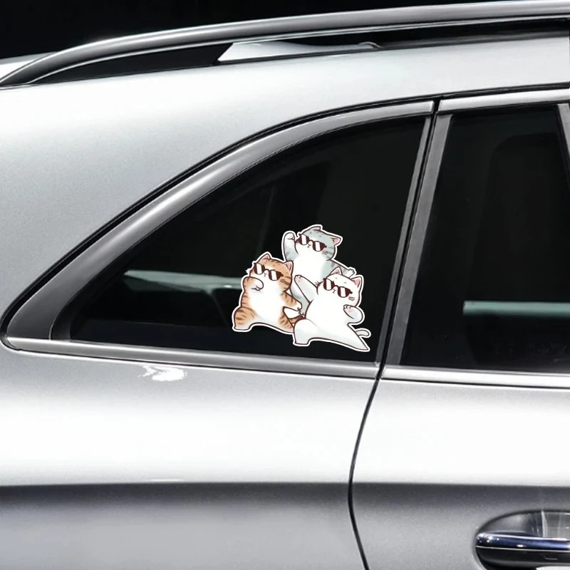 Personality, creativity, handsome, three kittens, car tailgate glass, side windows, exterior decoration car motorcycle stickers