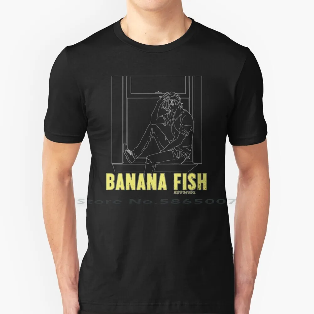 Ash's Window Silhouette T Shirt 100% Cotton Bananafish Ash Lynx Ash And Eiji Saiyonara Shorter Banana Fish Big Size 6xl Tee