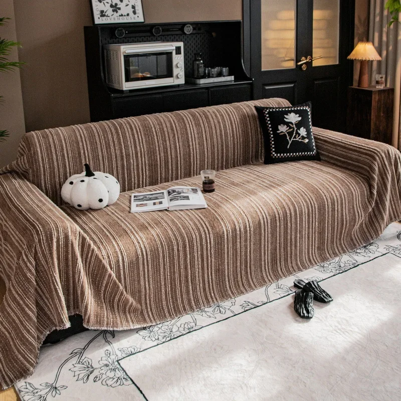 Simple Style Chenille Sofa Towel with Tassels Edge Sofa Cover Blanket Home Decoration Leisure Relax Beach Towel