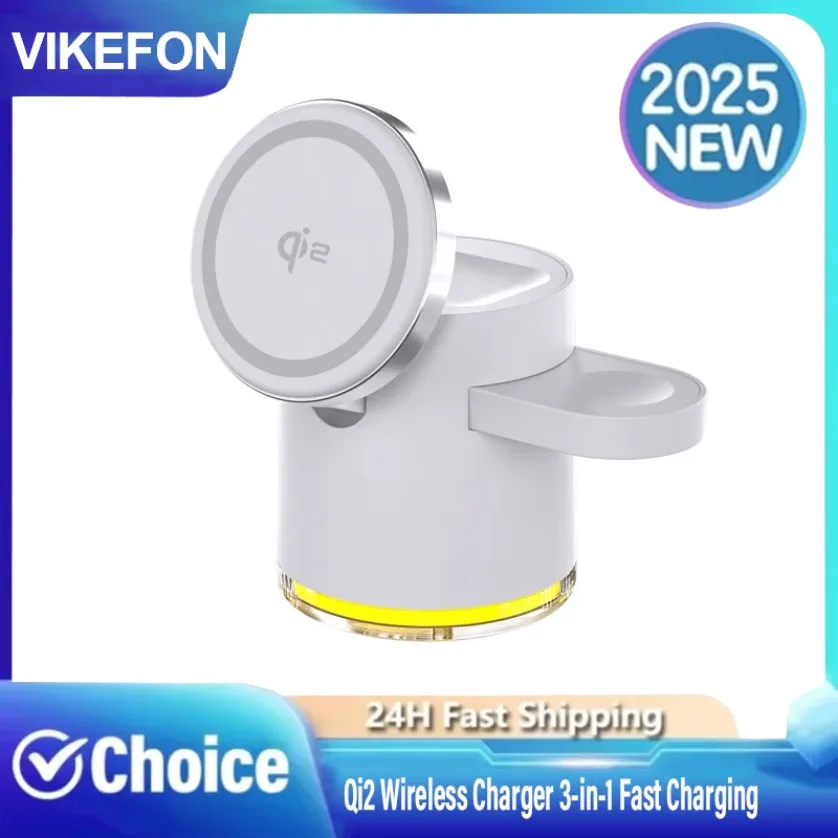 

2025 New Qi2 3-in-1 Fast Charging Station Stand Folding Holder Wireless Charger for iPhone 16 15 14 Pro Max Airpods Apple Watch