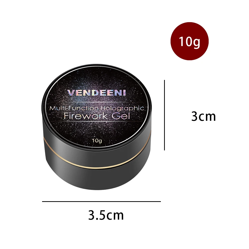 Vendeeni 10ml Tęczowy Lakier Hybrydowy z Efektem Laserowego Brokatu, Żelowy Lakier do Paznokci UV LED, Odblaskowy Glitter do Manicure, Pasuje do Każdego Bazy Koloru