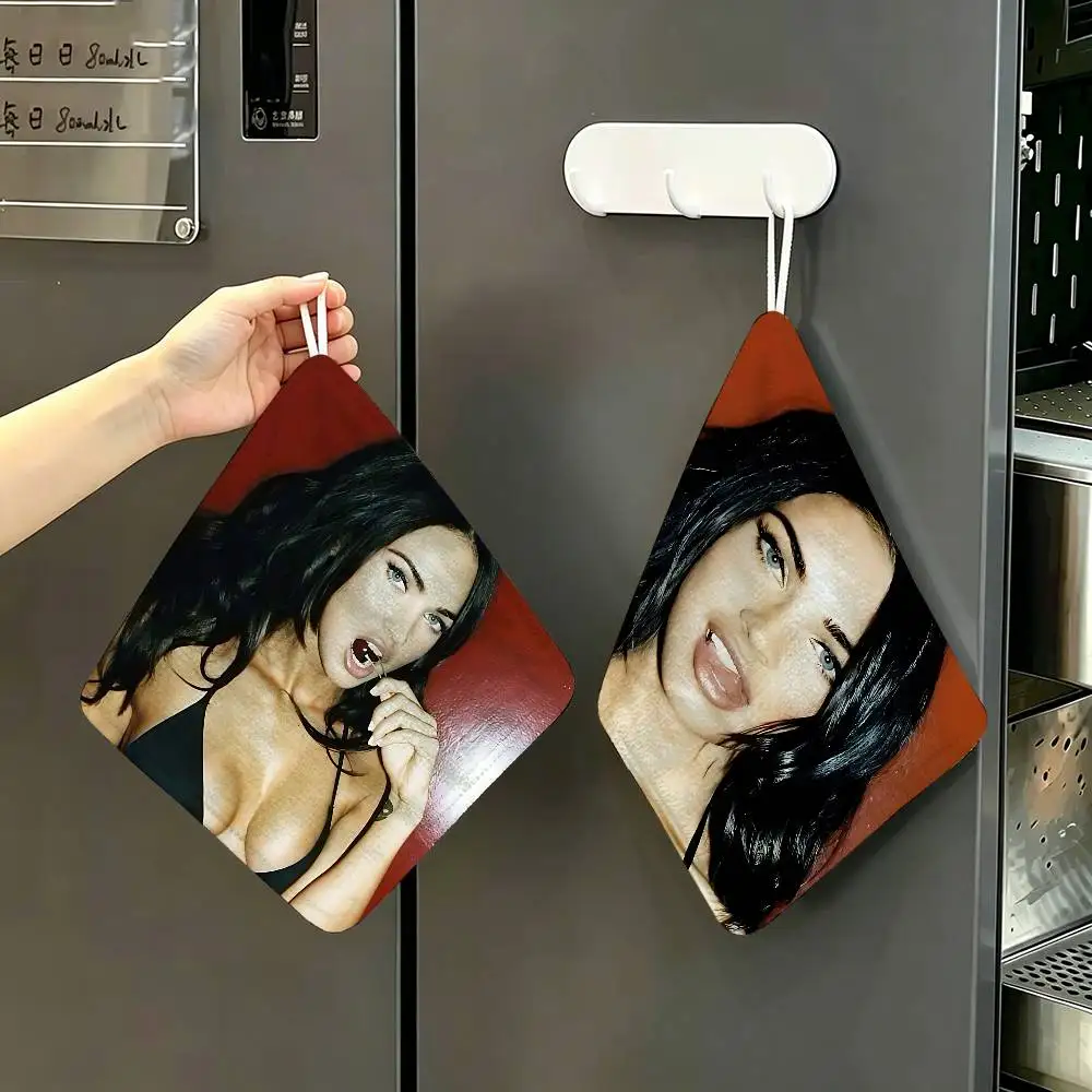 Megan F-Fox Vintage Beauty Polyester Cotton Hanging Kitchen Towel, Soft Hand Wiping Towel, Reusable for Kitchen Bathroom Home