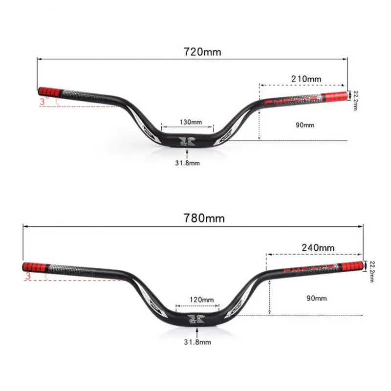 Mtb Bicycle Handlebar 31.8mm Riser Bar 720mm 780mm High Strength Aluminum Alloy Bicycle Handlebar Cycling Handle Bar Bike Parts