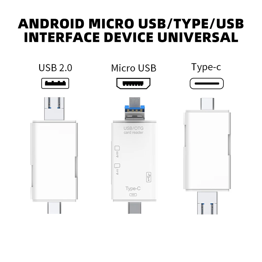 Lector de tarjetas 6 en 1 tipo C, OTG HUB USB, adaptador Mini U Flash Disk Driver, lectores de tarjetas de memoria para cámara XIAOMI, Mini tarjeta SD TF