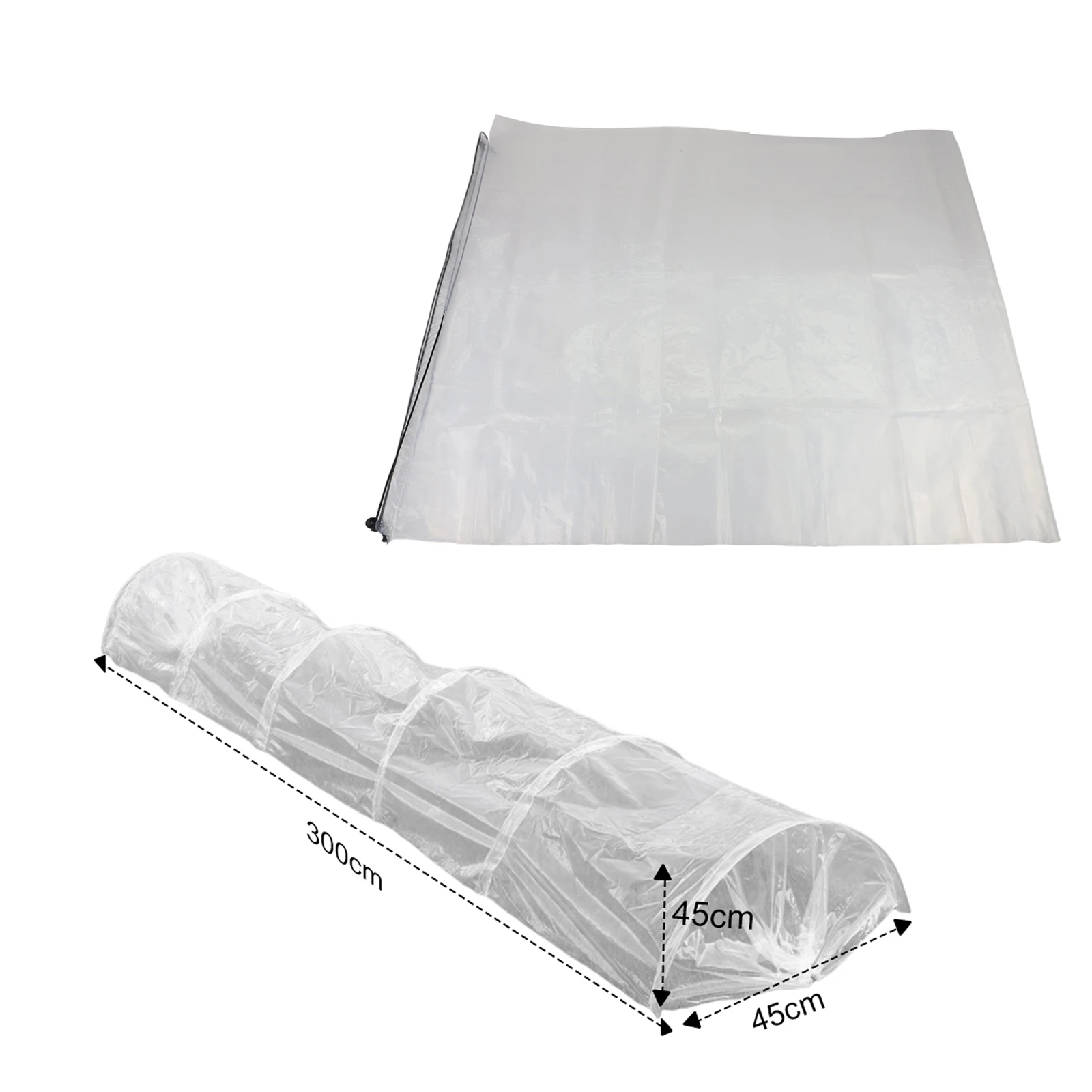 300cm Plastic Sheeting Grow Tunnel Cover For Mini Greenhouse Frost Freeze Protection Vegetable Herb Garden Polytunnel
