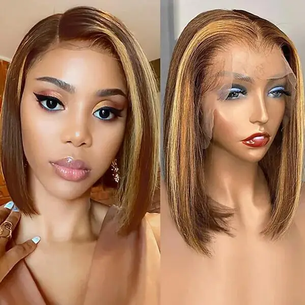 

Highlight Wig Human Hair Bob Wig Short Straight Body Curly Bob Wig Lace Front Human Hair Wigs Piano Cheap Wig On Clearance Seal