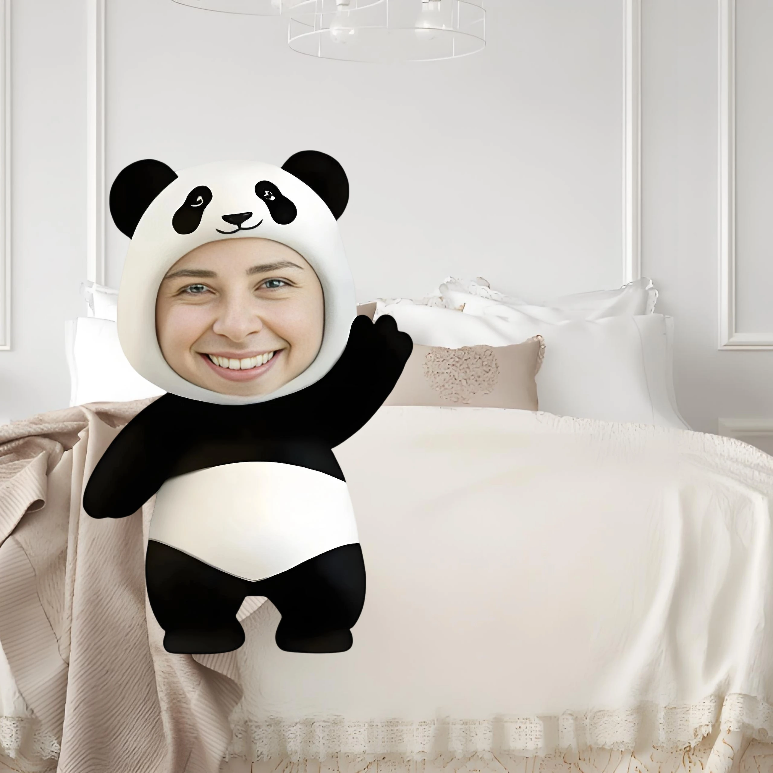 Custom Face Panda Doll Pillow Double Sided Print Personalized Photo Plush Cushion Upload Image Custom Stuffed Gift