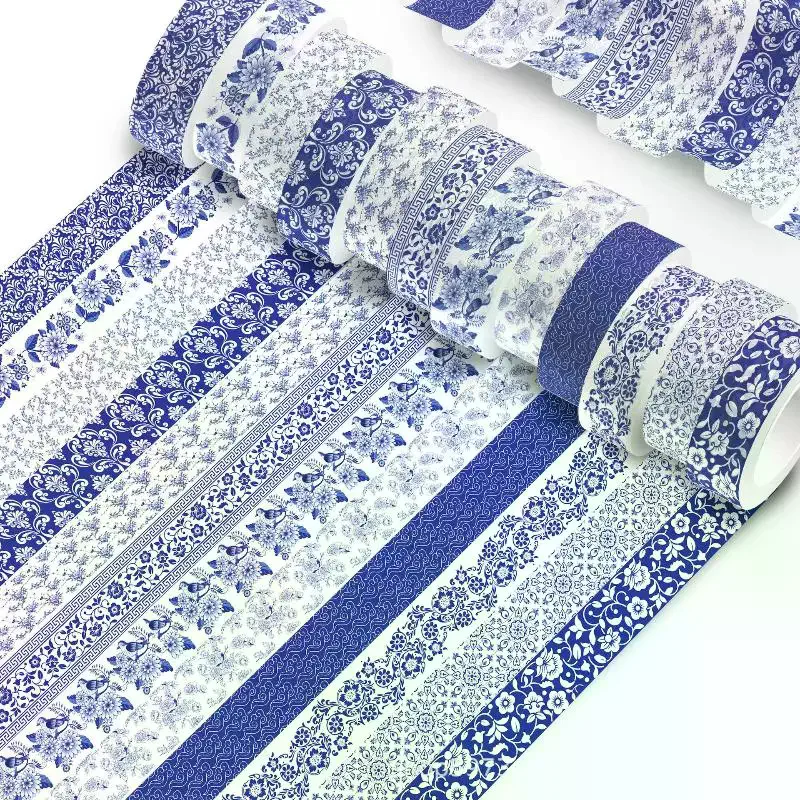 ชุดเทปวาชิสีฟ้าและสีขาว; ลายสว - Washi Tape Rolls บทวิจารณ์และราคา
