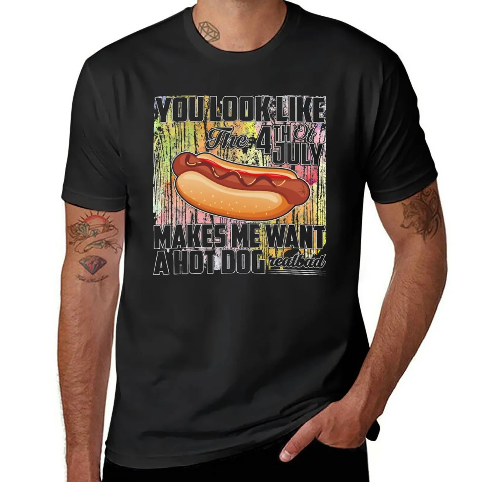 

New You Look Like The 4th of July Makes Me Want A Hot Dog Real Bad T-Shirt vintage t shirt mens funny t shirts