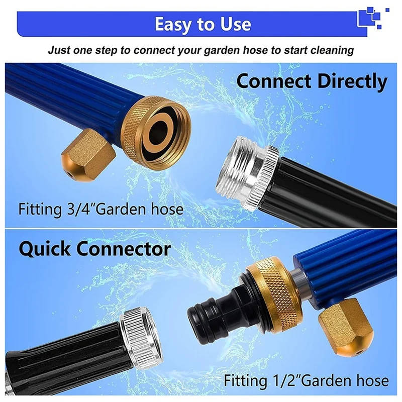 Hydro Jet Washer High Pressure Power Washer Wand Water Hose with 2 Hose Nozzle Auto Watering Sprayer-DTB1