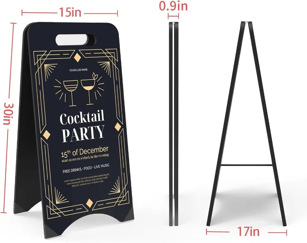 Large 15x30 Inch Double-Sided A-Frame Chalkboard Sign, Foldable for Outdoor and Indoor Use in Weddings, Restaurants