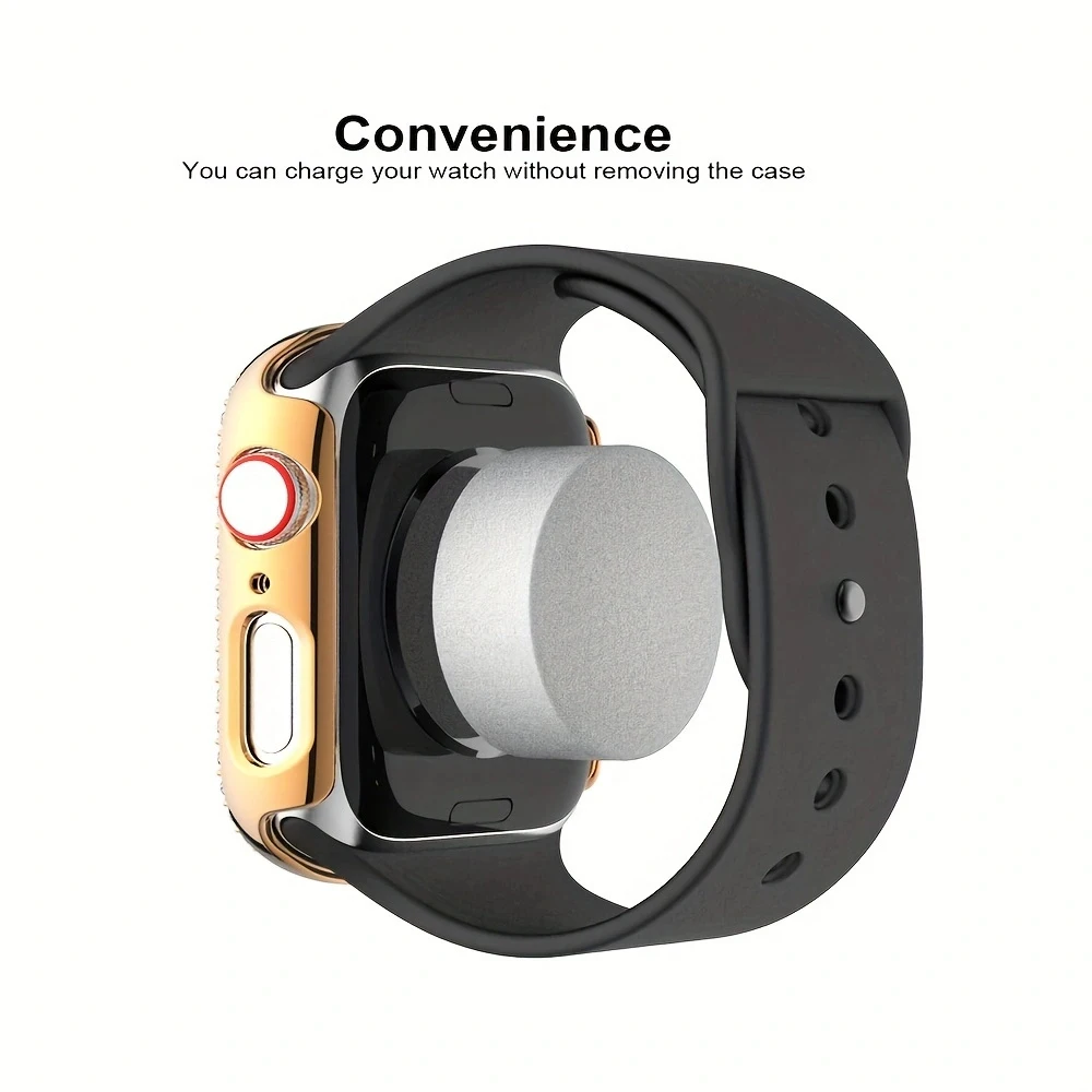 Bling Case for Apple Watch Series 9 8 7 6 5 4 3 2 1 SE(No Screen), Women Glitter Rhinestone Protector Frame.