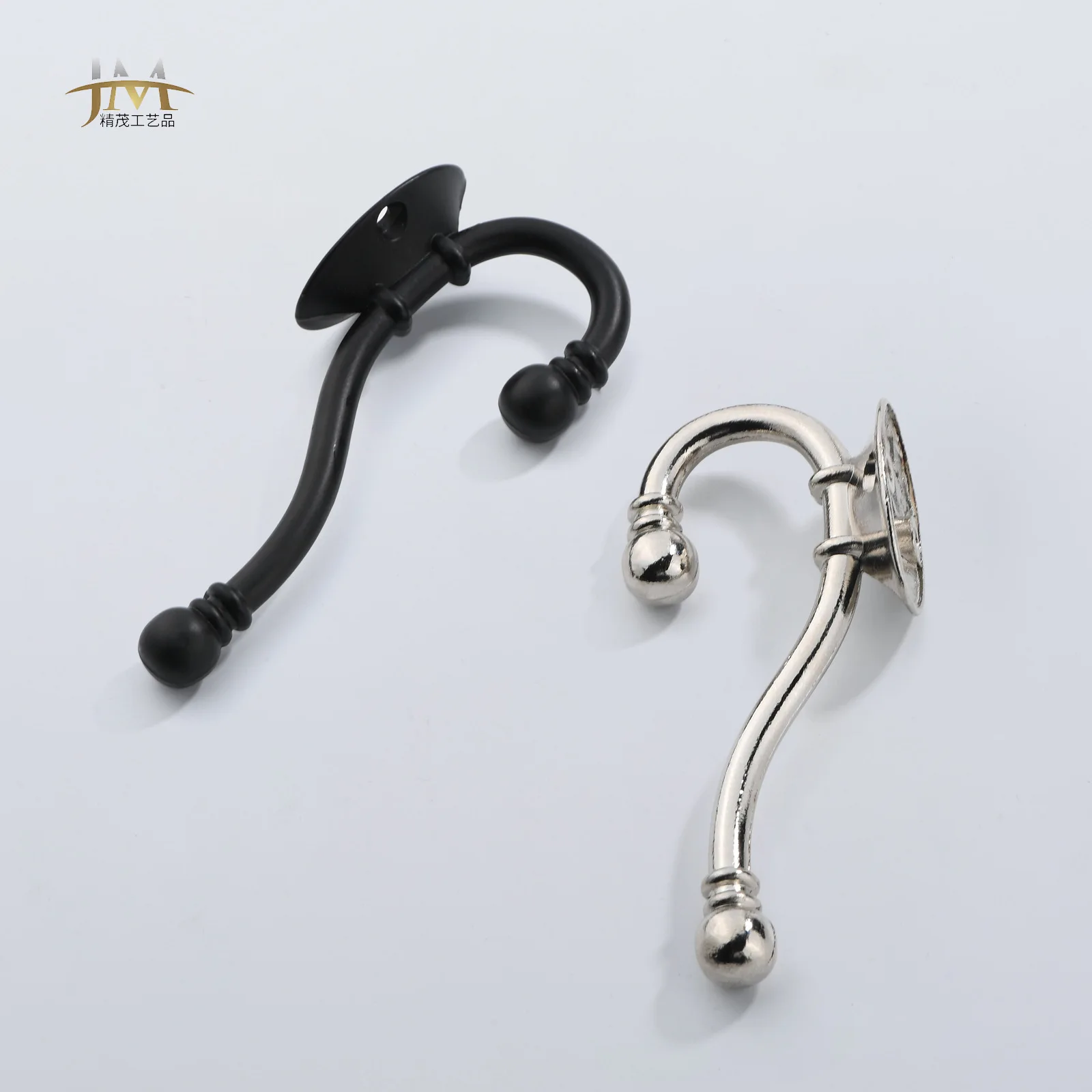 Hardware wooden cabinet door black clothes hook, European antique hats rear wall rack single hook