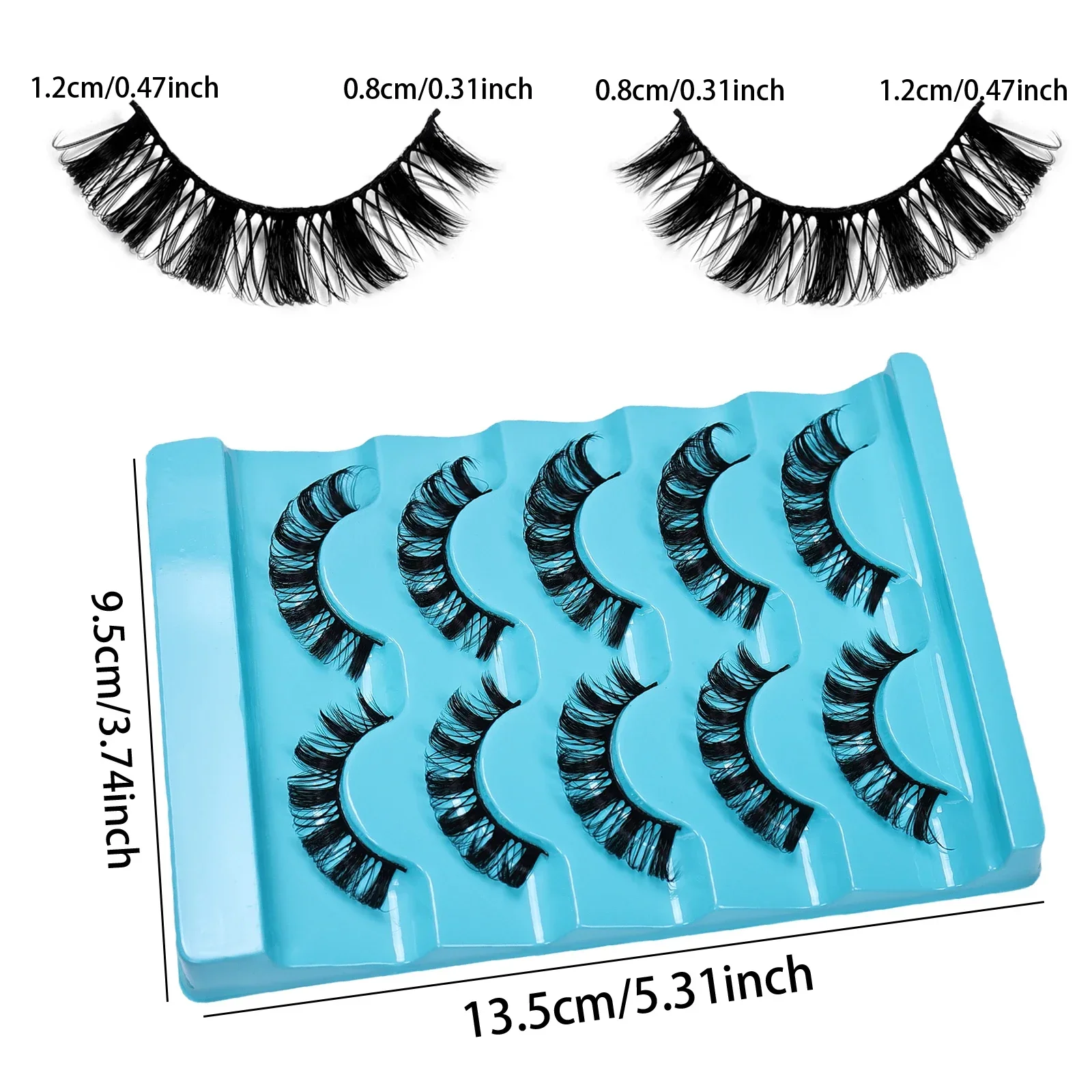 5 Pairs of DD Rolled Artificial Eyelashes, Russian Curled Eyelashes Reusable False Eyelash Extensions