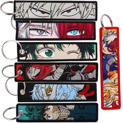 Llaveros bordados con etiqueta de personaje de Anime, llaveros para motocicletas, coches, bolsas, mochilas, llaveros de moda, regalos de recuerdo