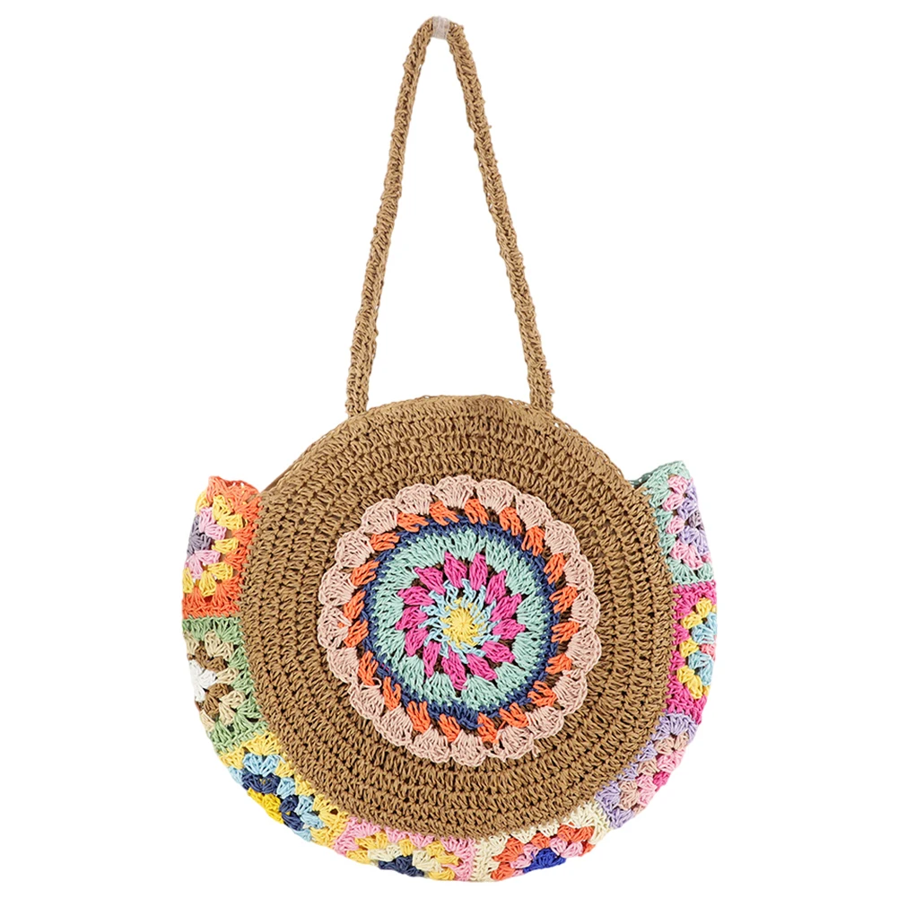 Summer Handmade Woven Beach Underarm Bags Women\'s Large Capacity Tote Bag Ethnic Style Round Straw Weaving Fashion Shoulder Bags